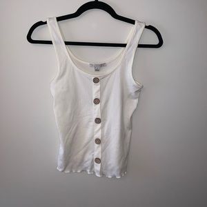 Faux button front tank